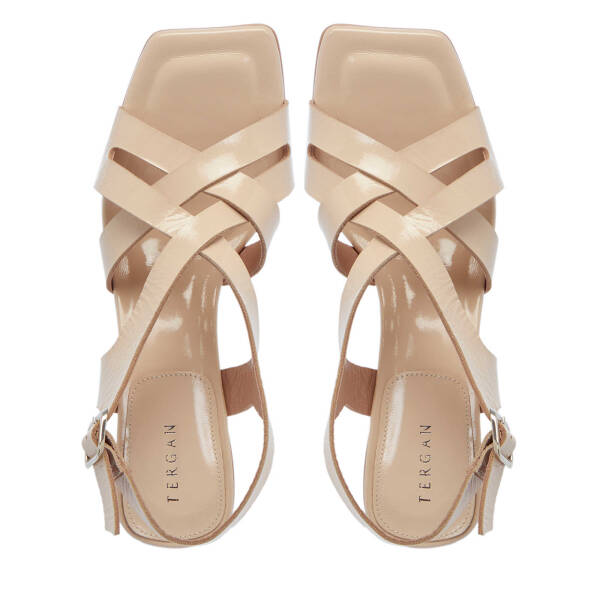 Bej Hakiki Rugan Deri Kadın Topuklu Ayakkabı - K25Y1AY68087-A54 - 5