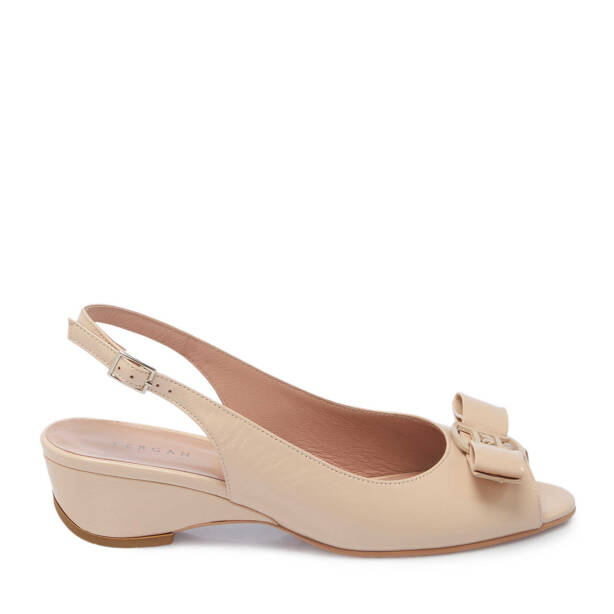 Bej Hakiki Rugan Deri Kadın Topuklu Ayakkabı - K25Y1AY68088-A54 