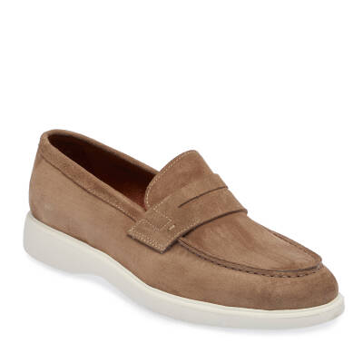  Bej Süet Deri Erkek Loafer - E24I1AY56785-B79 - 1