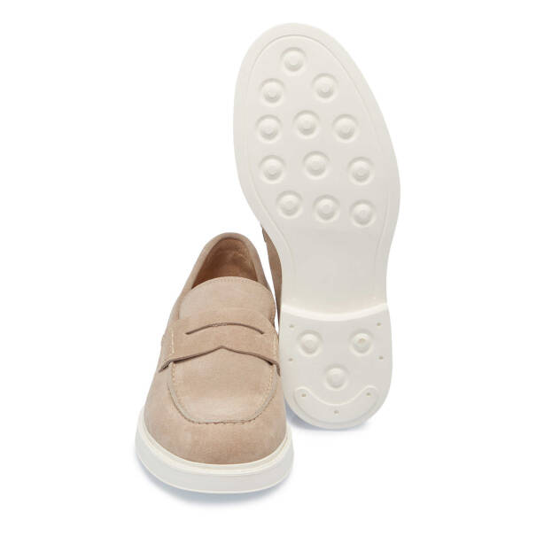 Bej Hakiki Süet Deri Erkek Loafer - E25I1AY57239-B79 - 4