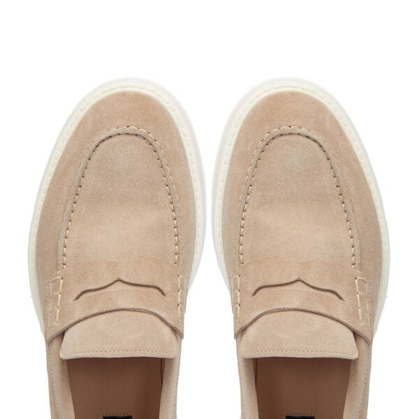 Bej Hakiki Süet Deri Erkek Loafer - E25I1AY57239-B79 - 5