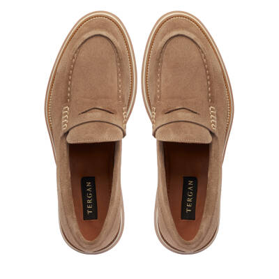 Bej Süet Deri Erkek Loafer - E25I1AY57308-B79 - 5
