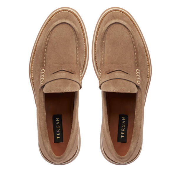 Bej Hakiki Süet Deri Erkek Loafer - E25I1AY57308-B79 - 5
