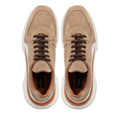 Bej Süet Deri Erkek Sneaker - E24I1AY56713-B79 - 5