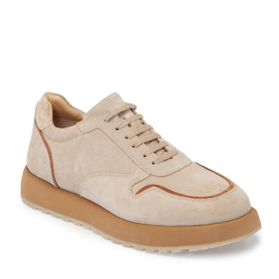 Bej Süet Deri Erkek Sneaker - E24I1AY56723-B79 - 1