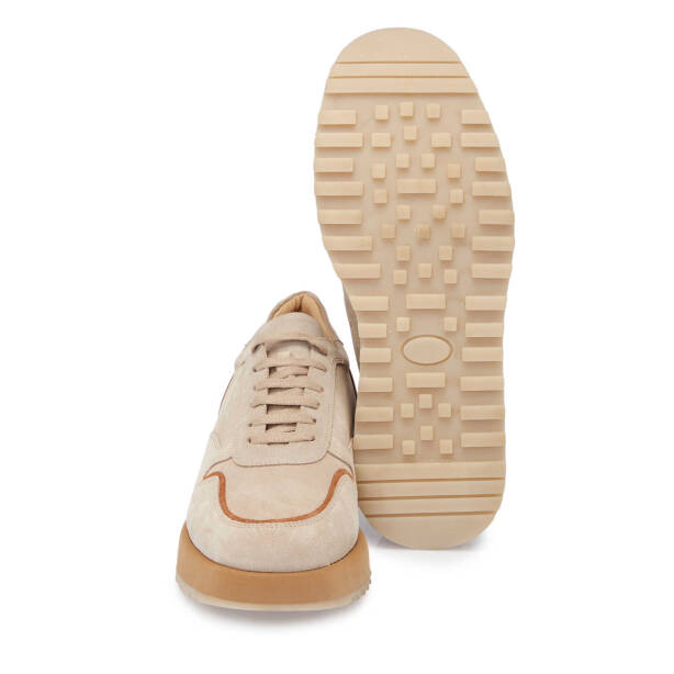 Bej Süet Deri Erkek Sneaker - E24I1AY56723-B79 - 4