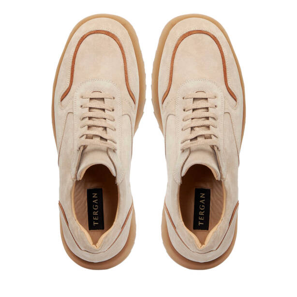 Bej Süet Deri Erkek Sneaker - E24I1AY56723-B79 - 5