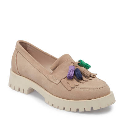  Bej Süet Deri Kadın Loafer - K24I1AY67078-B79 