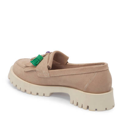 Bej Süet Deri Kadın Loafer - K24I1AY67078-B79 - 2