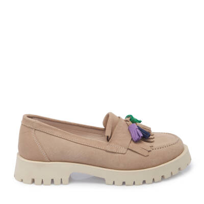 Bej Süet Deri Kadın Loafer - K24I1AY67078-B79 - 3