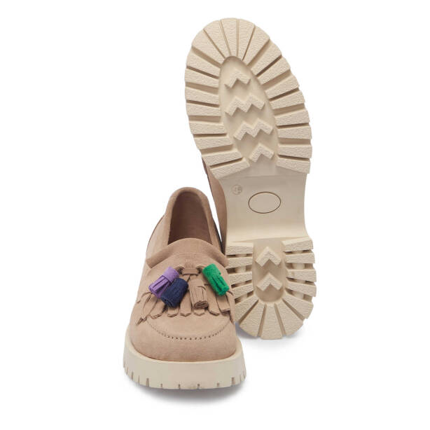 Bej Hakiki Süet Deri Kadın Loafer - K24I1AY67078-B79 - 4