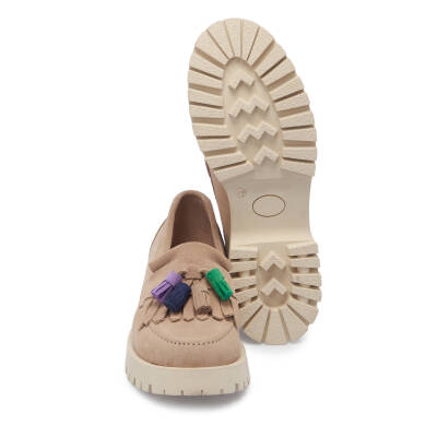 Bej Süet Deri Kadın Loafer - K24I1AY67078-B79 - 4