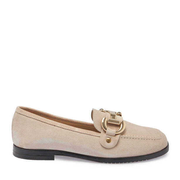 Bej Süet Deri Kadın Loafer - K24S1AY67568-B79 - 3