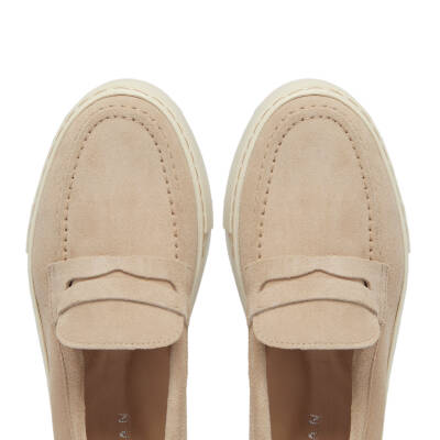 Bej Süet Deri Kadın Loafer - K24S1AY67576-T86 - 5