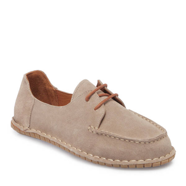 Bej Hakiki Süet Deri Kadın Loafer - K25I1AY68011-B79 - 2