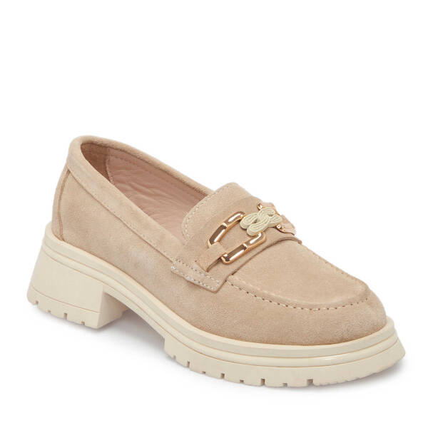 Bej Süet Deri Kadın Loafer - K25S1AY68166-B79 - 1