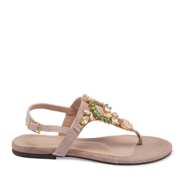 Bej Süet Deri Kadın Sandalet - K24Y1SN67407-T5N - 3