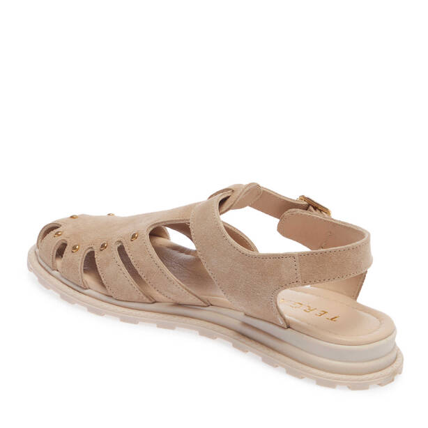 Bej Hakiki Süet Deri Kadın Sandalet - K25Y1SN67817-B79 - 3