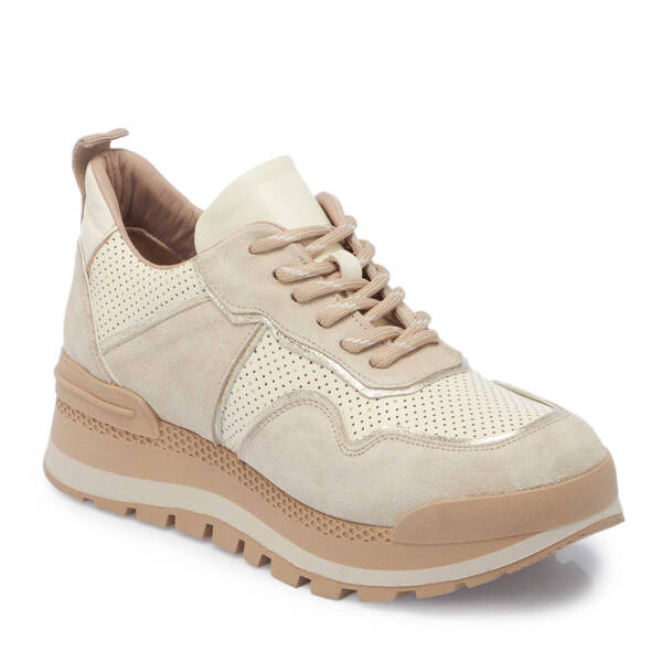 Bej Hakiki Süet Deri Kadın Sneaker - K24I1AY67120-D6P - 2