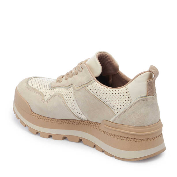 Bej Hakiki Süet Deri Kadın Sneaker - K24I1AY67120-D6P - 3