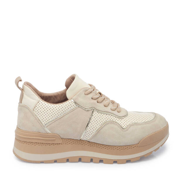 Bej Hakiki Süet Deri Kadın Sneaker - K24I1AY67120-D6P - 1