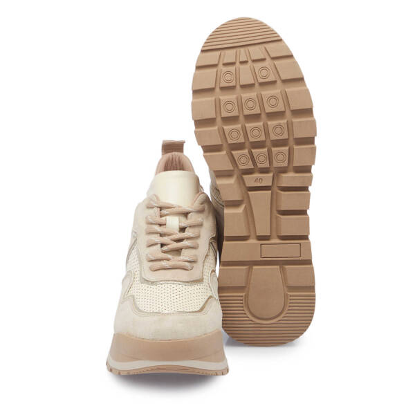 Bej Hakiki Süet Deri Kadın Sneaker - K24I1AY67120-D6P - 4