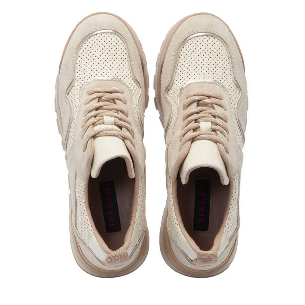 Bej Hakiki Süet Deri Kadın Sneaker - K24I1AY67120-D6P - 5