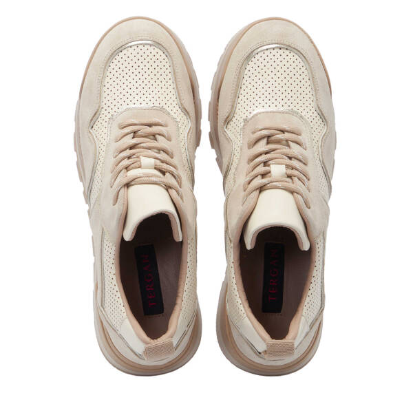Bej Hakiki Süet Deri Kadın Sneaker - K24I1AY67120-D6P - 5