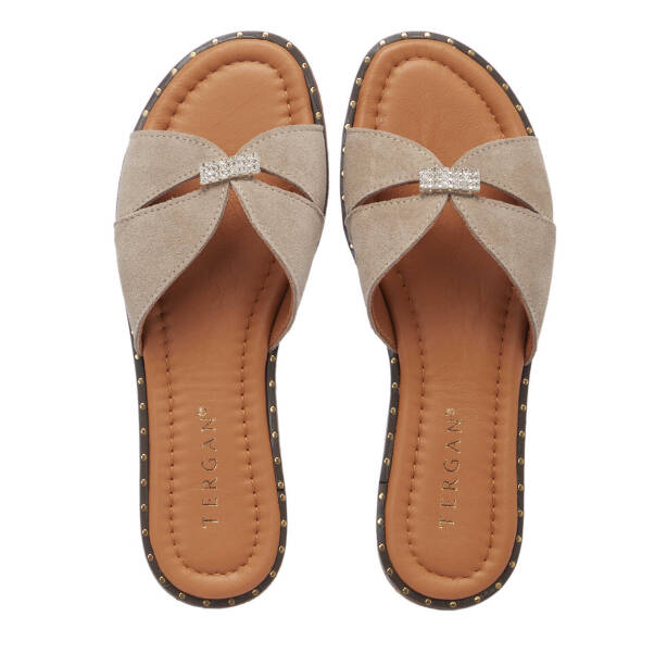 Bej Hakiki Süet Deri Kadın Terlik - K25Y1TR67779-B79 - 5