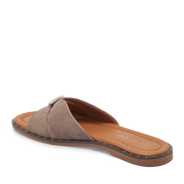 Bej Hakiki Süet Deri Kadın Terlik - K25Y1TR67779-T86 - 3