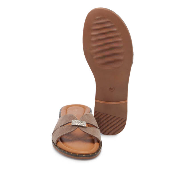 Bej Hakiki Süet Deri Kadın Terlik - K25Y1TR67779-T86 - 4