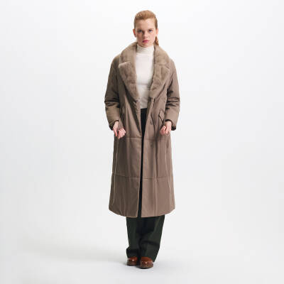 Bej Tekstil-Kürk Kadın Kürk Kaban - K23IKM320361-H1Q 