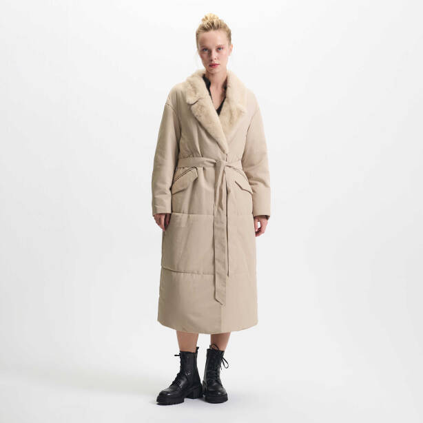 Bej Tekstil - Kürk Kadın Kürk Kaban - K23IKM320361-Q8H 