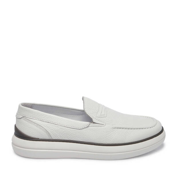 Beyaz Hakiki Deri Erkek Casual Ayakkabı - E25I1AY57213-A26 - 3