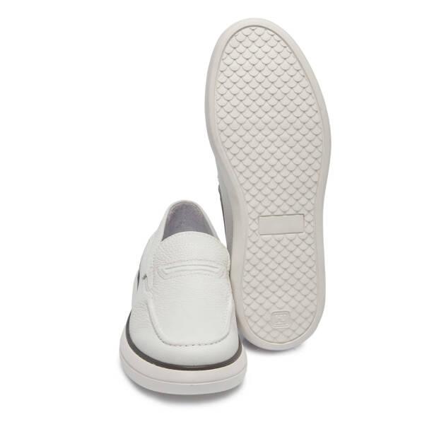 Beyaz Hakiki Deri Erkek Casual Ayakkabı - E25I1AY57213-A26 - 4