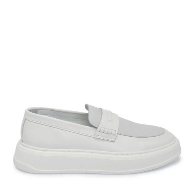 Beyaz Deri Erkek Loafer - E25I1AY57234-B32 - Tergan