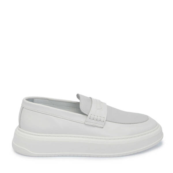 Beyaz Deri Erkek Loafer - E25I1AY57234-B32 - 3