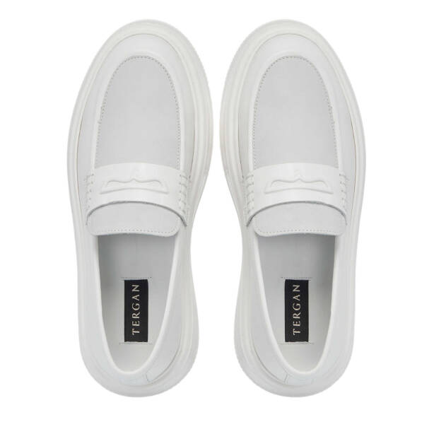 Beyaz Deri Erkek Loafer - E25I1AY57234-B32 - Tergan