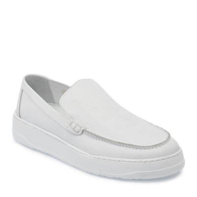 Beyaz Deri Erkek Loafer - E25I1AY57269-A26 - 1