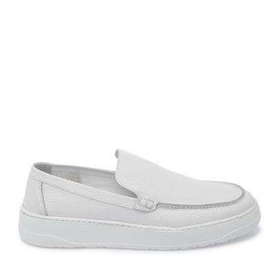Beyaz Deri Erkek Loafer - E25I1AY57269-A26 - 3