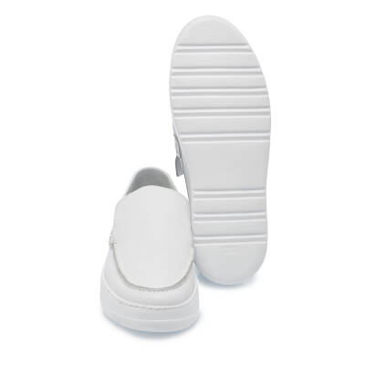 Beyaz Deri Erkek Loafer - E25I1AY57269-A26 - 4