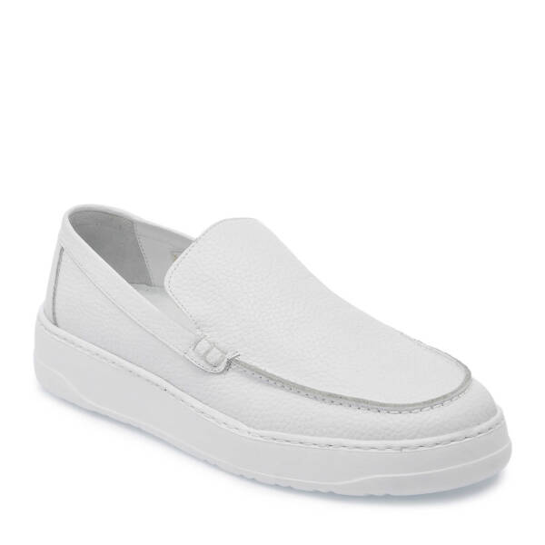 Beyaz Hakiki Deri Erkek Loafer - E25I1AY57269-A26 - 2