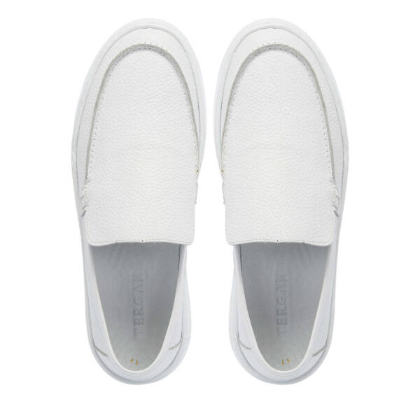 Beyaz Hakiki Deri Erkek Loafer - E25I1AY57269-A26 - 5