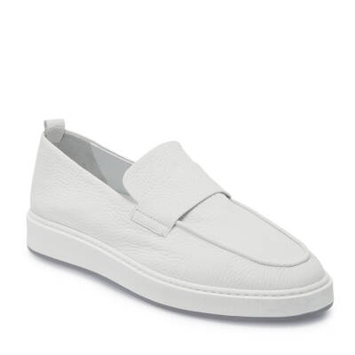 Beyaz Deri Erkek Loafer - E25I1AY57320-A26 