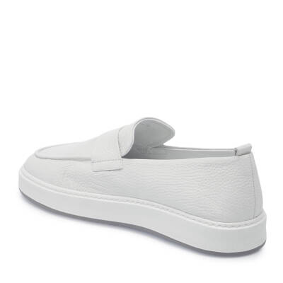 Beyaz Deri Erkek Loafer - E25I1AY57320-A26 - 2