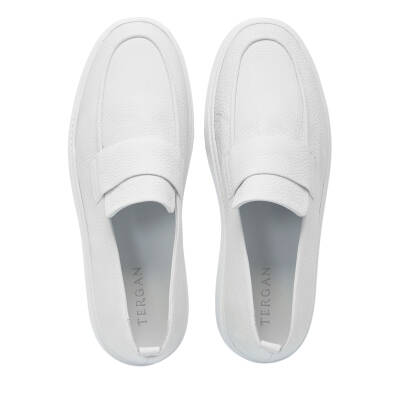 Beyaz Deri Erkek Loafer - E25I1AY57320-A26 - 5