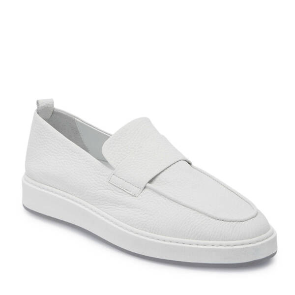 Beyaz Deri Erkek Loafer - E25I1AY57320-A26 - 1