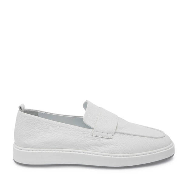 Beyaz Deri Erkek Loafer - E25I1AY57320-A26 - Tergan