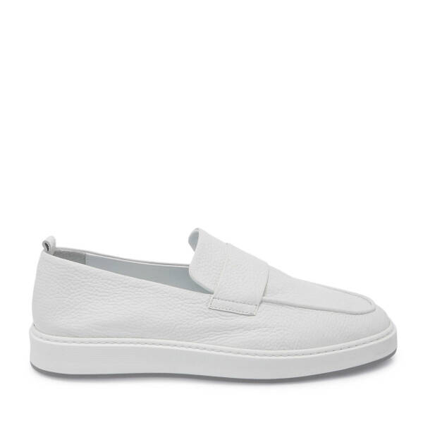 Beyaz Deri Erkek Loafer - E25I1AY57320-A26 - 3