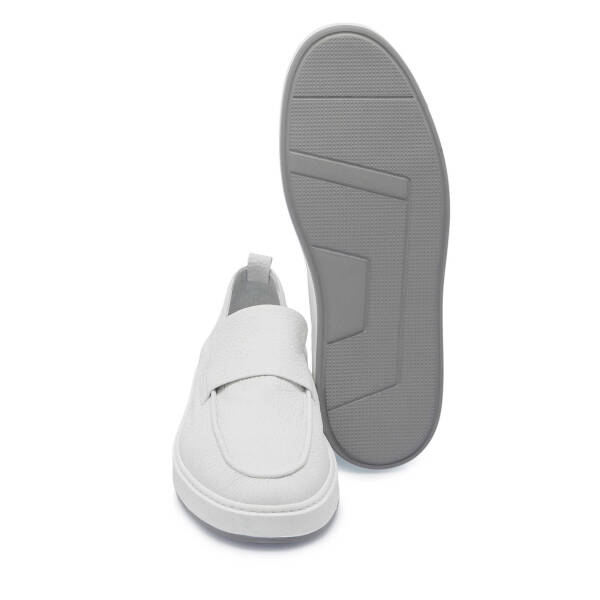 Beyaz Deri Erkek Loafer - E25I1AY57320-A26 - 4
